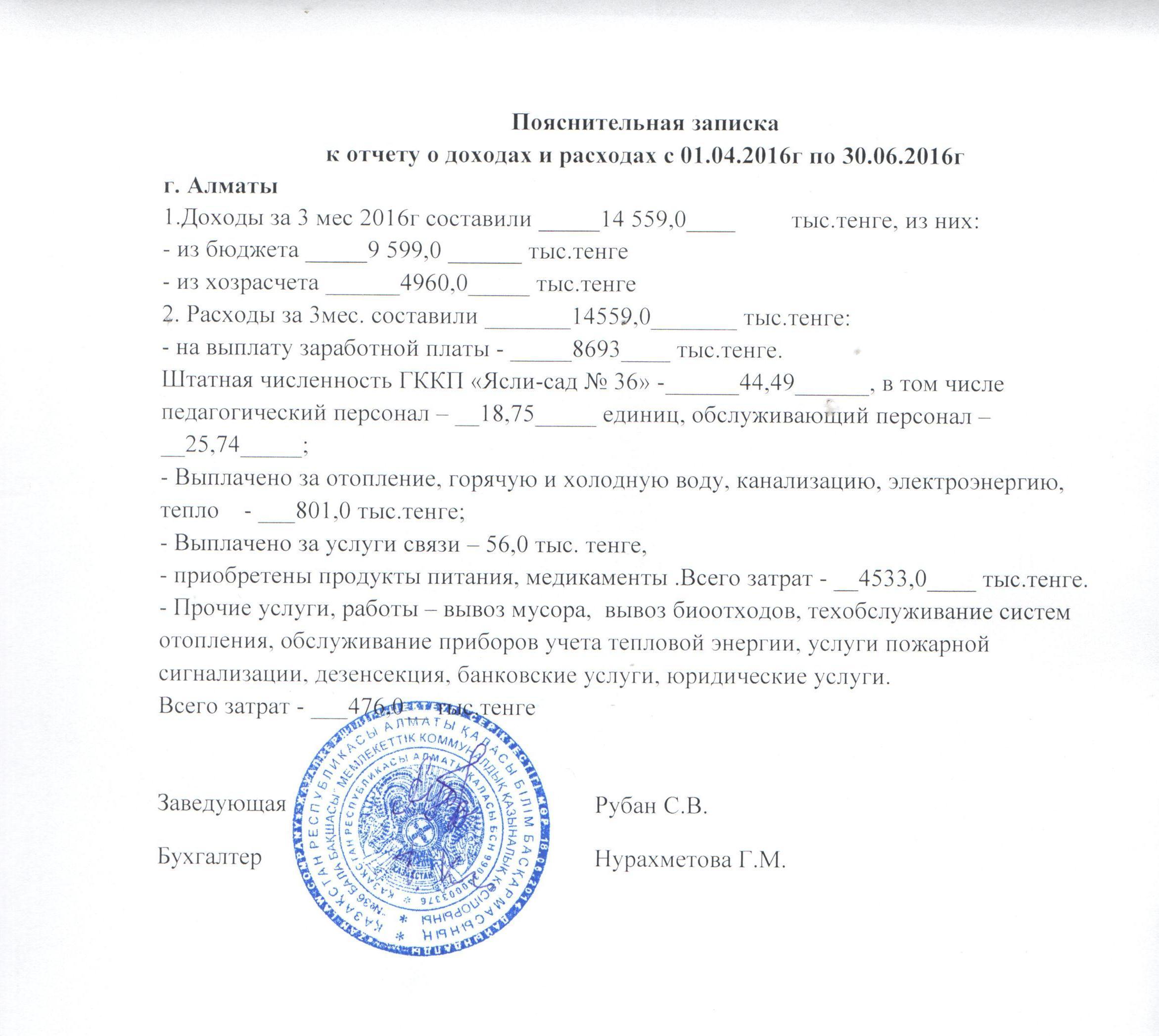 Пояснительная записка к отчету за ІІ кв